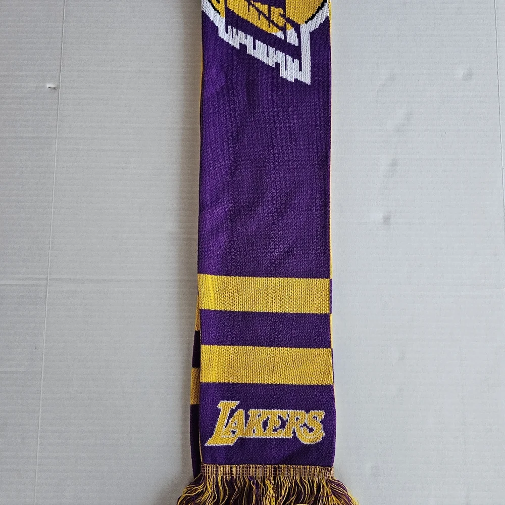 Los Angeles Lakers NBA Scarf Purple And Yellow W/ Fringe Edges Double Sided NWOT